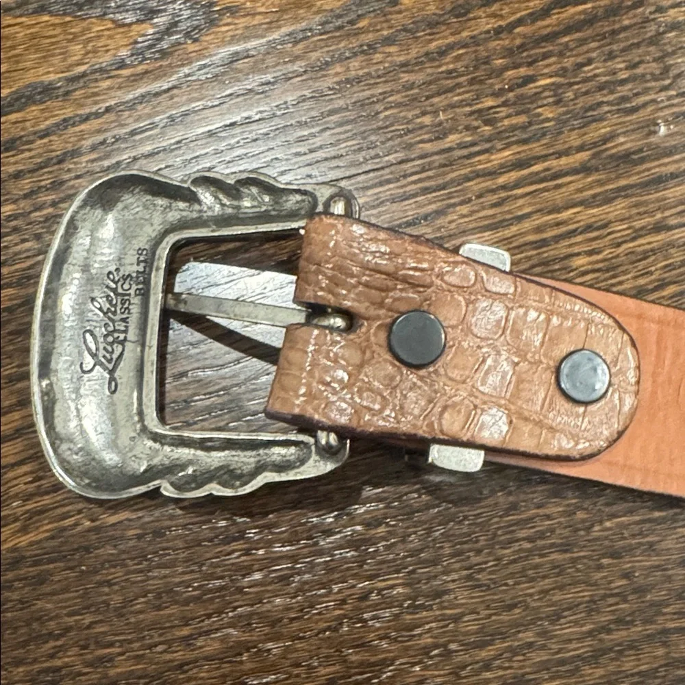 Luchesse Classic Croccodile belt size 44 silver buckle cowboy - Picture 3 of 12